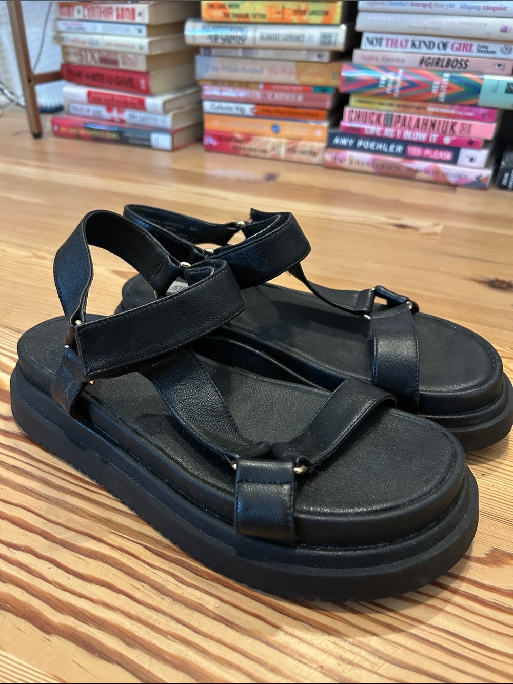 Women's Black Platform Strap Sandals